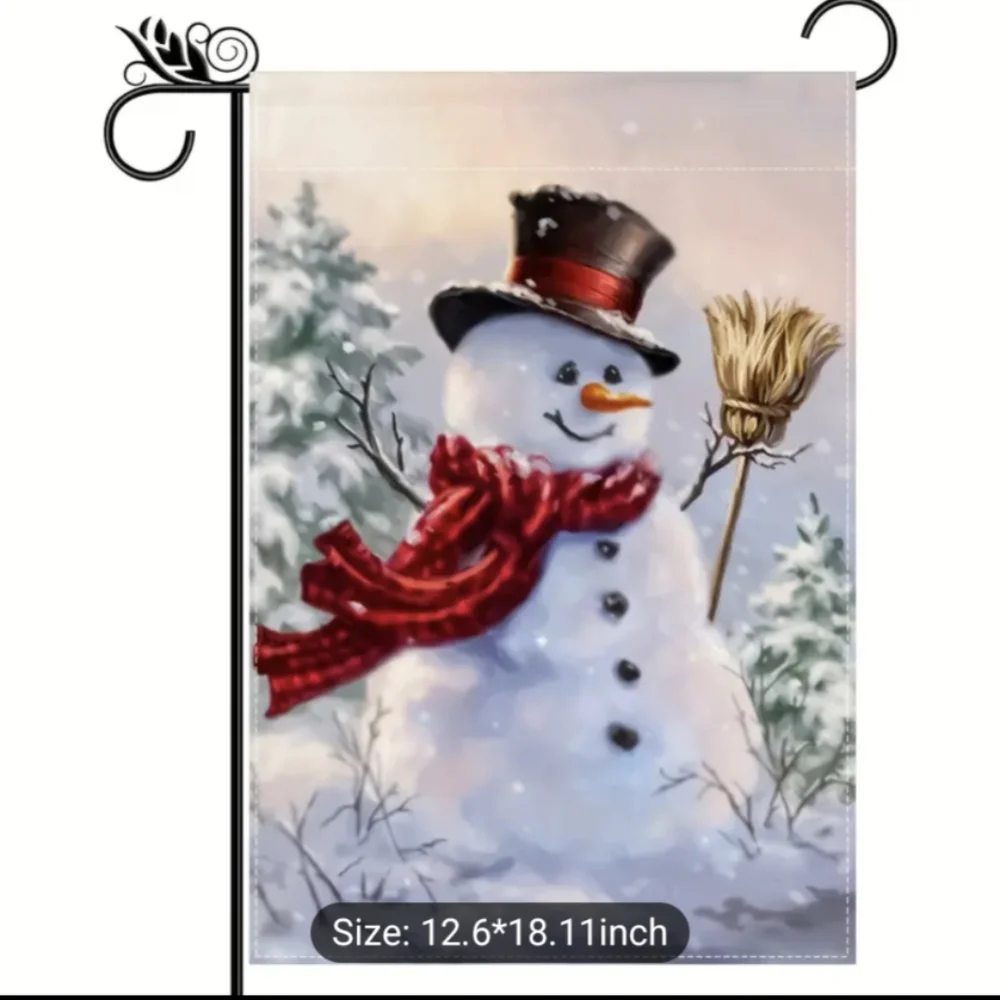 🆕☃️"SNOWMAN" Home Garden Flag Banner Double Sided Outside Yard Decor 12"X 18" - Picture 2 of 10
